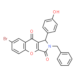 ChemSpider 2D Image | 2-Benzyl-7-bromo-1-(4-hydroxyphenyl)-1,2-dihydrochromeno[2,3-c]pyrrole-3,9-dione | C24H16BrNO4