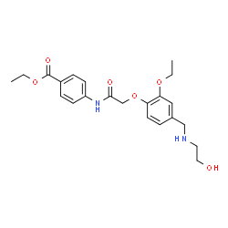 ChemSpider 2D Image | Ethyl 4-{[(2-ethoxy-4-{[(2-hydroxyethyl)amino]methyl}phenoxy)acetyl]amino}benzoate | C22H28N2O6