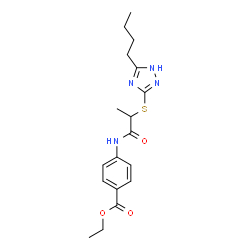 ChemSpider 2D Image | ethyl 4-{2-[(5-butyl-4H-1,2,4-triazol-3-yl)sulfanyl]propanamido}benzoate | C18H24N4O3S