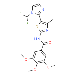 ChemSpider 2D Image | N-{5-[1-(Difluoromethyl)-1H-imidazol-2-yl]-4-methyl-1,3-thiazol-2-yl}-3,4,5-trimethoxybenzamide | C18H18F2N4O4S