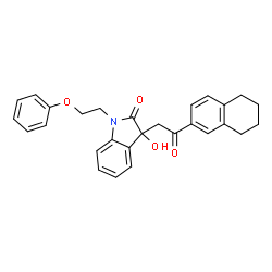 ChemSpider 2D Image | 3-Hydroxy-3-[2-oxo-2-(5,6,7,8-tetrahydro-2-naphthalenyl)ethyl]-1-(2-phenoxyethyl)-1,3-dihydro-2H-indol-2-one | C28H27NO4