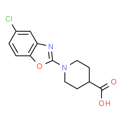 ChemSpider 2D Image | 1-(5-Chloro-2-benzoxazolyl)-4-piperidinecarboxylic acid | C13H13ClN2O3