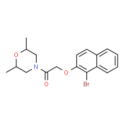 ChemSpider 2D Image | 2-[(1-Bromo-2-naphthyl)oxy]-1-(2,6-dimethyl-4-morpholinyl)ethanone | C18H20BrNO3