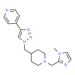 ChemSpider 2D Image | 4-[1-({1-[(1-Methyl-1H-imidazol-2-yl)methyl]-4-piperidinyl}methyl)-1H-1,2,3-triazol-4-yl]pyridine | C18H23N7