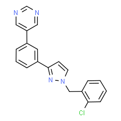 ChemSpider 2D Image | 5-{3-[1-(2-Chlorobenzyl)-1H-pyrazol-3-yl]phenyl}pyrimidine | C20H15ClN4