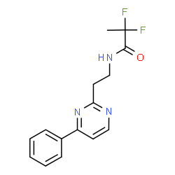 ChemSpider 2D Image | 2,2-Difluoro-N-[2-(4-phenyl-2-pyrimidinyl)ethyl]propanamide | C15H15F2N3O
