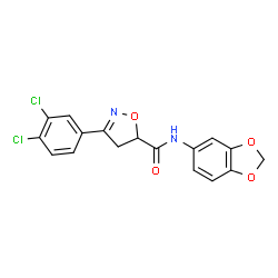 ChemSpider 2D Image | N-(1,3-Benzodioxol-5-yl)-3-(3,4-dichlorophenyl)-4,5-dihydro-1,2-oxazole-5-carboxamide | C17H12Cl2N2O4