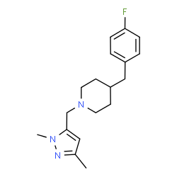 ChemSpider 2D Image | 1-[(1,3-Dimethyl-1H-pyrazol-5-yl)methyl]-4-(4-fluorobenzyl)piperidine | C18H24FN3