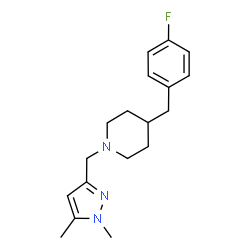 ChemSpider 2D Image | 1-[(1,5-Dimethyl-1H-pyrazol-3-yl)methyl]-4-(4-fluorobenzyl)piperidine | C18H24FN3
