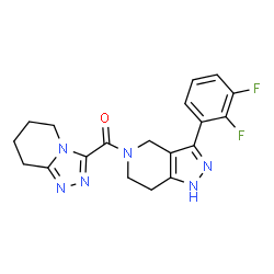 ChemSpider 2D Image | [3-(2,3-Difluorophenyl)-1,4,6,7-tetrahydro-5H-pyrazolo[4,3-c]pyridin-5-yl](5,6,7,8-tetrahydro[1,2,4]triazolo[4,3-a]pyridin-3-yl)methanone | C19H18F2N6O