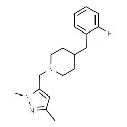 ChemSpider 2D Image | 1-[(1,3-Dimethyl-1H-pyrazol-5-yl)methyl]-4-(2-fluorobenzyl)piperidine | C18H24FN3