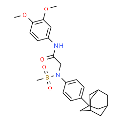 ChemSpider 2D Image | N~2~-[4-(Adamantan-1-yl)phenyl]-N-(3,4-dimethoxyphenyl)-N~2~-(methylsulfonyl)glycinamide | C27H34N2O5S
