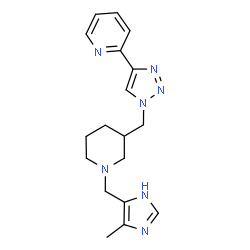 ChemSpider 2D Image | 2-[1-({1-[(4-Methyl-1H-imidazol-5-yl)methyl]-3-piperidinyl}methyl)-1H-1,2,3-triazol-4-yl]pyridine | C18H23N7