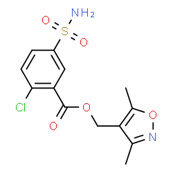 ChemSpider 2D Image | (3,5-Dimethyl-1,2-oxazol-4-yl)methyl 2-chloro-5-sulfamoylbenzoate | C13H13ClN2O5S