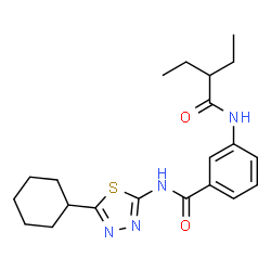 ChemSpider 2D Image | N-(5-Cyclohexyl-1,3,4-thiadiazol-2-yl)-3-[(2-ethylbutanoyl)amino]benzamide | C21H28N4O2S