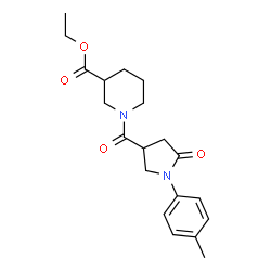 ChemSpider 2D Image | Ethyl 1-{[1-(4-methylphenyl)-5-oxo-3-pyrrolidinyl]carbonyl}-3-piperidinecarboxylate | C20H26N2O4