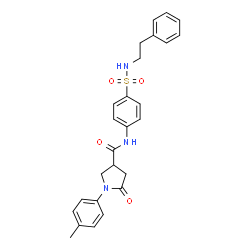 ChemSpider 2D Image | 1-(4-Methylphenyl)-5-oxo-N-{4-[(2-phenylethyl)sulfamoyl]phenyl}-3-pyrrolidinecarboxamide | C26H27N3O4S