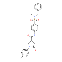 ChemSpider 2D Image | N-{4-[Benzyl(methyl)sulfamoyl]phenyl}-1-(4-methylphenyl)-5-oxo-3-pyrrolidinecarboxamide | C26H27N3O4S