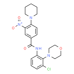 ChemSpider 2D Image | N-[3-Chloro-2-(4-morpholinyl)phenyl]-3-nitro-4-(1-piperidinyl)benzamide | C22H25ClN4O4