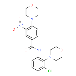 ChemSpider 2D Image | N-[3-Chloro-2-(4-morpholinyl)phenyl]-4-(4-morpholinyl)-3-nitrobenzamide | C21H23ClN4O5