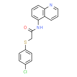 ChemSpider 2D Image | 2-[(4-Chlorophenyl)sulfanyl]-N-(5-quinolinyl)acetamide | C17H13ClN2OS