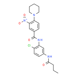 ChemSpider 2D Image | N-[5-(Butyrylamino)-2-chlorophenyl]-3-nitro-4-(1-piperidinyl)benzamide | C22H25ClN4O4