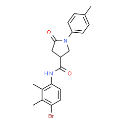 ChemSpider 2D Image | N-(4-Bromo-2,3-dimethylphenyl)-1-(4-methylphenyl)-5-oxo-3-pyrrolidinecarboxamide | C20H21BrN2O2