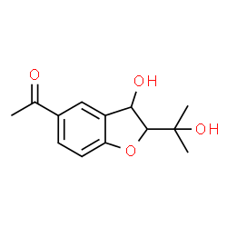 ChemSpider 2D Image | 1-[3-Hydroxy-2-(2-hydroxy-2-propanyl)-2,3-dihydro-1-benzofuran-5-yl]ethanone | C13H16O4