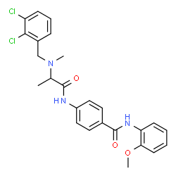 ChemSpider 2D Image | 4-{[N-(2,3-Dichlorobenzyl)-N-methylalanyl]amino}-N-(2-methoxyphenyl)benzamide | C25H25Cl2N3O3