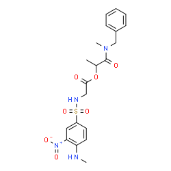 ChemSpider 2D Image | 1-[Benzyl(methyl)amino]-1-oxo-2-propanyl N-{[4-(methylamino)-3-nitrophenyl]sulfonyl}glycinate | C20H24N4O7S