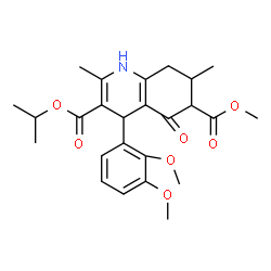 ChemSpider 2D Image | 3-Isopropyl 6-methyl 4-(2,3-dimethoxyphenyl)-2,7-dimethyl-5-oxo-1,4,5,6,7,8-hexahydro-3,6-quinolinedicarboxylate | C25H31NO7