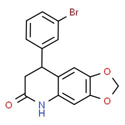 ChemSpider 2D Image | 8-(3-Bromophenyl)-7,8-dihydro[1,3]dioxolo[4,5-g]quinolin-6(5H)-one | C16H12BrNO3