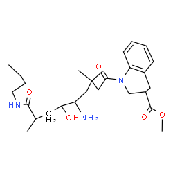 ChemSpider 2D Image | Methyl 1-[5-amino-9-(butylamino)-6-hydroxy-3,3,8-trimethyl-9-oxononanoyl]-1,2,3,4-tetrahydro-3-quinolinecarboxylate | C27H43N3O5