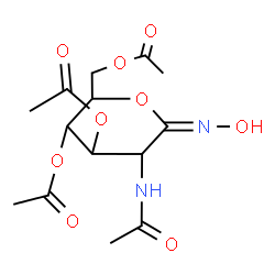 ChemSpider 2D Image | (5-acetamido-3,4-diacetoxy-6-hydroxyimino-tetrahydropyran-2-yl)methyl acetate | C14H20N2O9