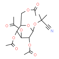 ChemSpider 2D Image | [3,5-diacetoxy-2-(acetoxymethyl)-6-(1-cyano-1-methyl-ethoxy)tetrahydropyran-4-yl] acetate | C18H25NO10