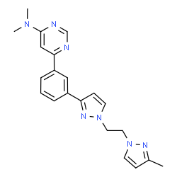 ChemSpider 2D Image | N,N-Dimethyl-6-(3-{1-[2-(3-methyl-1H-pyrazol-1-yl)ethyl]-1H-pyrazol-3-yl}phenyl)-4-pyrimidinamine | C21H23N7