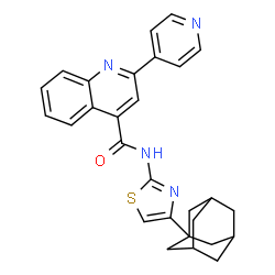 ChemSpider 2D Image | N-[4-(Adamantan-1-yl)-1,3-thiazol-2-yl]-2-(4-pyridinyl)-4-quinolinecarboxamide | C28H26N4OS
