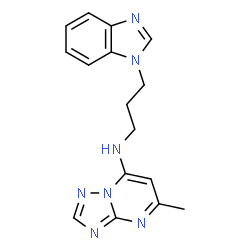 ChemSpider 2D Image | N-[3-(1H-Benzimidazol-1-yl)propyl]-5-methyl[1,2,4]triazolo[1,5-a]pyrimidin-7-amine | C16H17N7