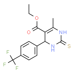 ChemSpider 2D Image | Ethyl 6-methyl-2-thioxo-4-[4-(trifluoromethyl)phenyl]-1,2,3,4-tetrahydro-5-pyrimidinecarboxylate | C15H15F3N2O2S