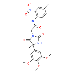 ChemSpider 2D Image | 2-[4-Methyl-2,5-dioxo-4-(3,4,5-trimethoxyphenyl)-1-imidazolidinyl]-N-(4-methyl-2-nitrophenyl)acetamide | C22H24N4O8