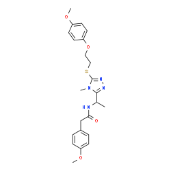 ChemSpider 2D Image | 4-Methoxy-N-[1-[5-[[2-(4-methoxyphenoxy)ethyl]thio]-4-methyl-4H-1,2,4-triazol-3-yl]ethyl]benzeneacetamide | C23H28N4O4S