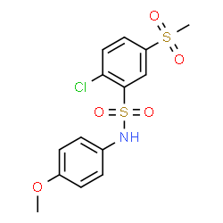 ChemSpider 2D Image | 2-Chloro-N-(4-methoxyphenyl)-5-(methylsulfonyl)benzenesulfonamide | C14H14ClNO5S2