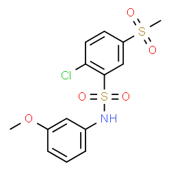 ChemSpider 2D Image | 2-Chloro-N-(3-methoxyphenyl)-5-(methylsulfonyl)benzenesulfonamide | C14H14ClNO5S2