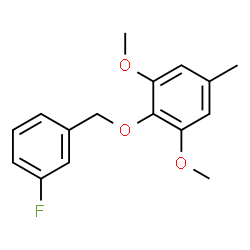 ChemSpider 2D Image | 2-[(3-Fluorobenzyl)oxy]-1,3-dimethoxy-5-methylbenzene | C16H17FO3