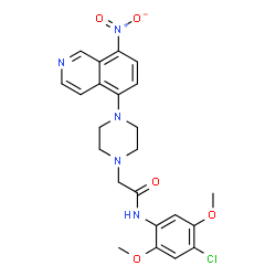 ChemSpider 2D Image | N-(4-Chloro-2,5-dimethoxyphenyl)-2-[4-(8-nitro-5-isoquinolinyl)-1-piperazinyl]acetamide | C23H24ClN5O5