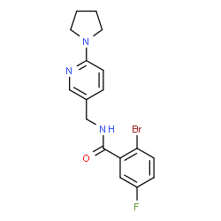 ChemSpider 2D Image | 2-Bromo-5-fluoro-N-{[6-(1-pyrrolidinyl)-3-pyridinyl]methyl}benzamide | C17H17BrFN3O