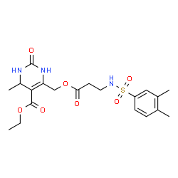 ChemSpider 2D Image | Ethyl 6-[({N-[(3,4-dimethylphenyl)sulfonyl]-beta-alanyl}oxy)methyl]-4-methyl-2-oxo-1,2,3,4-tetrahydro-5-pyrimidinecarboxylate | C20H27N3O7S