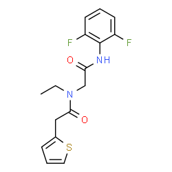 ChemSpider 2D Image | N-(2,6-Difluorophenyl)-N~2~-ethyl-N~2~-(2-thienylacetyl)glycinamide | C16H16F2N2O2S