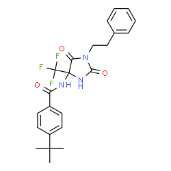 ChemSpider 2D Image | N-[2,5-Dioxo-1-(2-phenylethyl)-4-(trifluoromethyl)-4-imidazolidinyl]-4-(2-methyl-2-propanyl)benzamide | C23H24F3N3O3