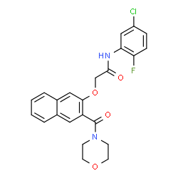 ChemSpider 2D Image | N-(5-Chloro-2-fluorophenyl)-2-{[3-(4-morpholinylcarbonyl)-2-naphthyl]oxy}acetamide | C23H20ClFN2O4
